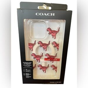 Coach Rexy Glitter Dinosaur iPhone 15 PRO MAX MagSafe Phone Case NEW